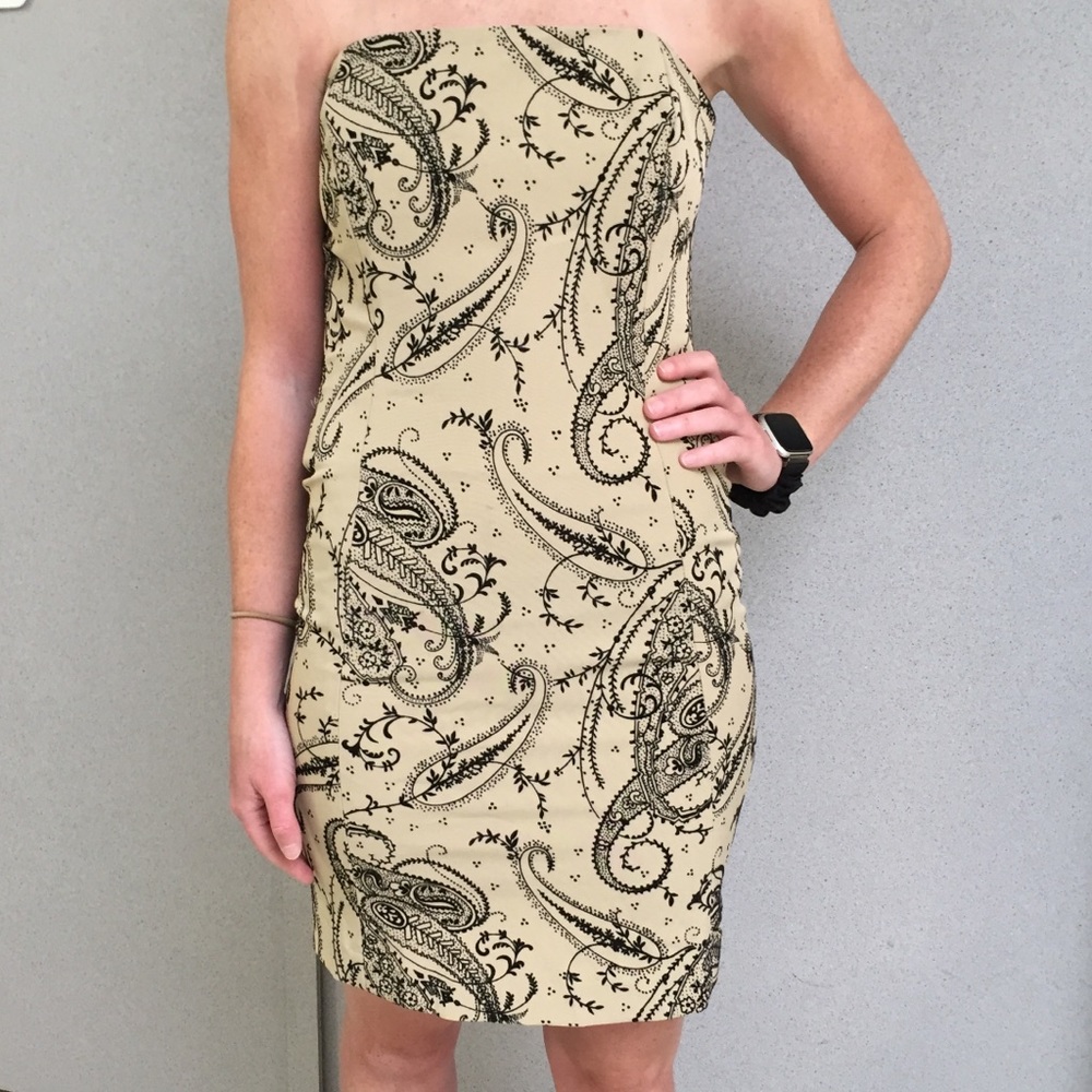 ROBIN JORDAN sz 4 tan and black bandana print sexy mini dress